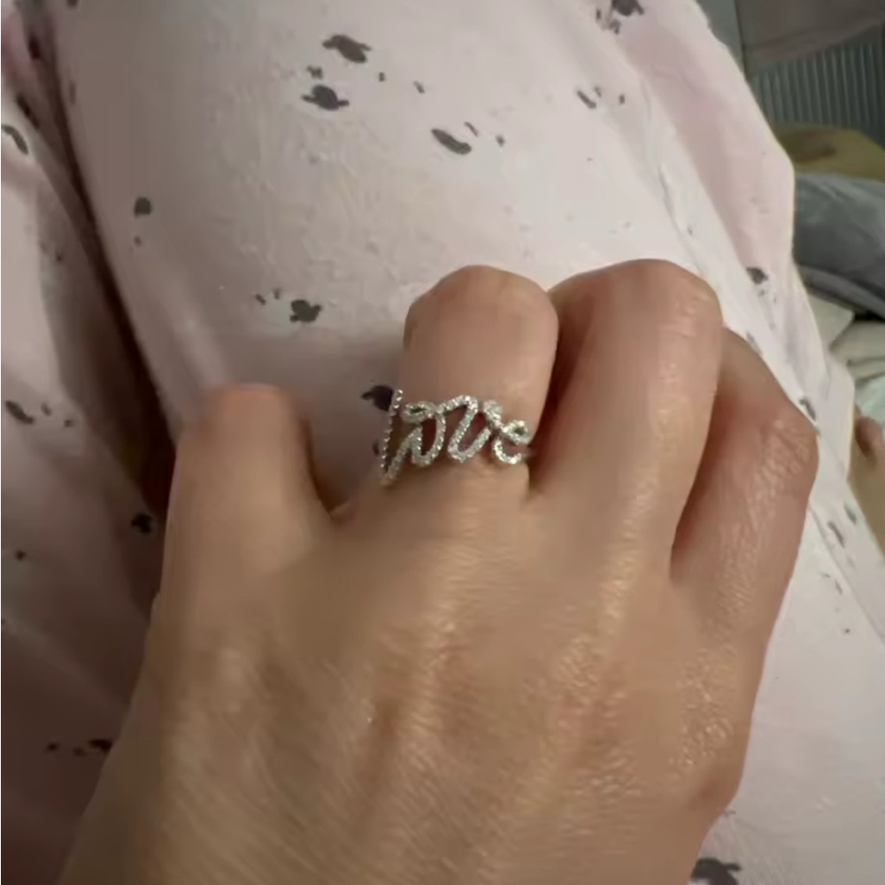 Silver Love Script Ring - Picture 5 of 5